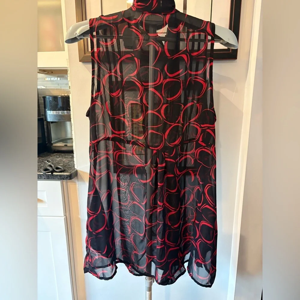 Susan Graver Chiffon Duster Vest Black Red Size M